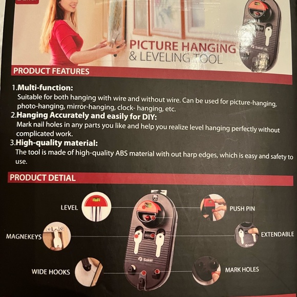 New in packaging Saker picture hanging and leveling tool - Picture 2 of 6